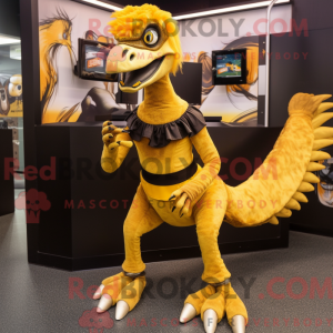 Gold Utahraptor mascot...