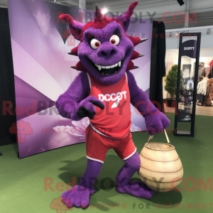 Purple Devil mascot costume...