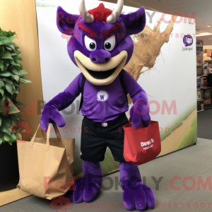Purple Devil mascot costume...