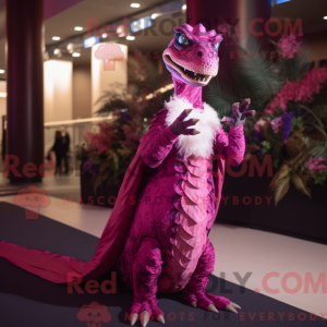 Magenta Velociraptor maskot...