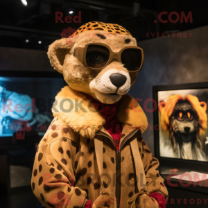 Tan Cheetah maskot kostume...