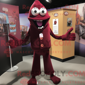 Maroon Stilt Walker mascot...