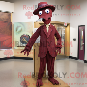 Maroon Stilt Walker maskot...