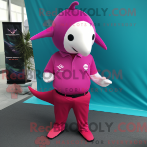 Magenta Narwhal mascot...