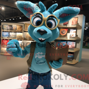 Teal Gazelle mascot costume...