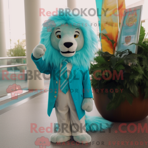 Turquoise Tamer Lion mascot...