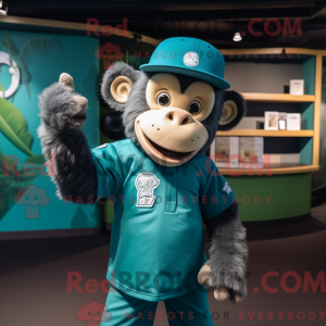 Teal Monkey mascot costume...