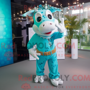 Turquoise Cow mascot...