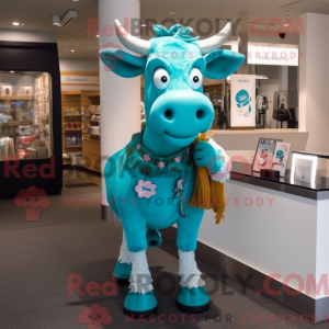 Turquoise Cow mascot...