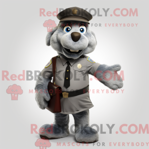 Gray Police Officer mascot...