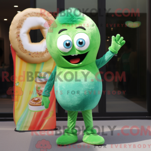 Green Bagels mascot costume...