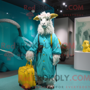 Cyan Angora Goat maskot...