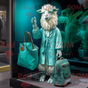 Cyan Angora Goat mascot...