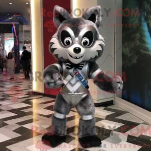 Sølv tvättbjörn maskot...