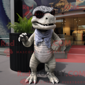 Grå T Rex maskot kostume...