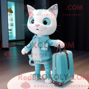 Cyan Cat maskot kostume...