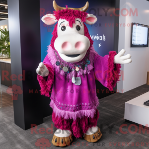 Magenta Cow mascot costume...