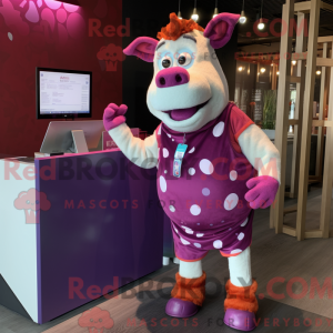 Magenta Kuh Maskottchen...