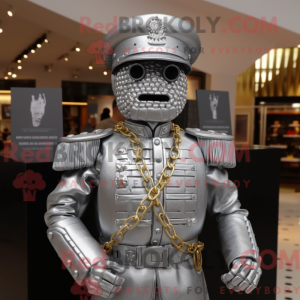 Silver Army Soldier mascot...