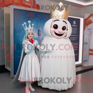 Hvid Queen maskot kostume...