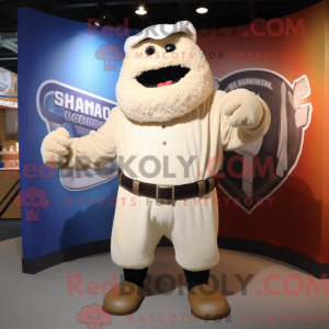 Cream Strongman mascot...