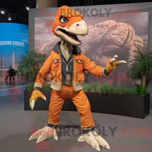 Orange Utahraptor mascot...