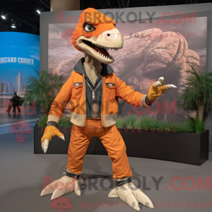 Orange Utahraptor maskot...