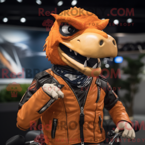 Orange Utahraptor maskot...