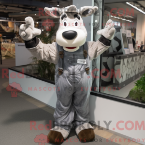 Grå Jersey Cow maskot...