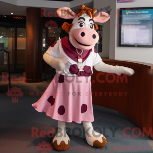 Pink Guernsey Cow mascot...