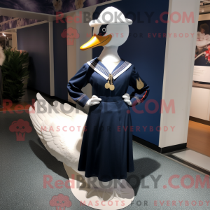 Navy Swan maskotdraktfigur...