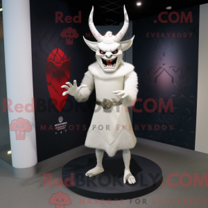 Witte demon mascottekostuum...