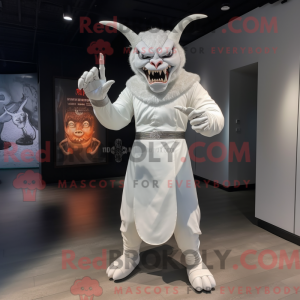 Hvit Demon maskot...