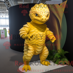 Gul Pangolin maskot kostume...