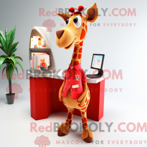 Red Giraffe mascot costume...