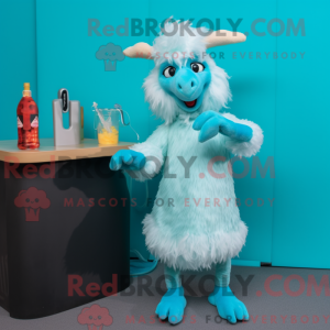 Cyan Angora Goat mascot...