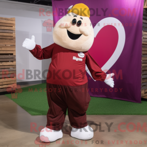 Maroon Heart mascot costume...