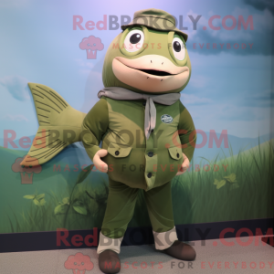 Olive Salmon mascot costume...