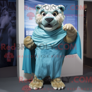 Cyan Smilodon maskot...