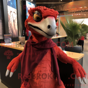 Red Utahraptor mascot...