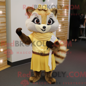 Gold Raccoon mascot costume...