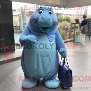 Blue Walrus mascot costume...