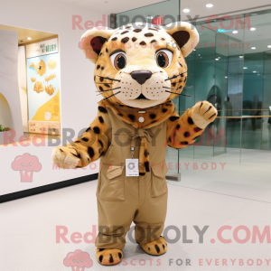 Tan Leopard maskot kostume...