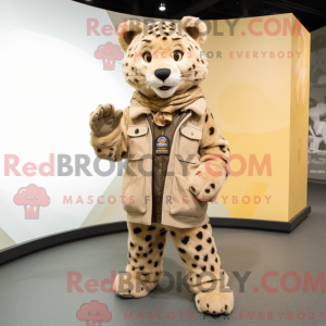 Tan Leopard maskot kostume...
