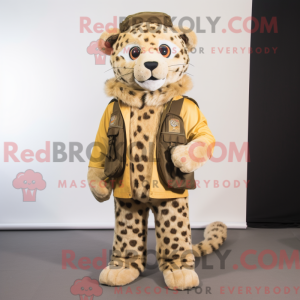 Tan Leopard maskot kostume...