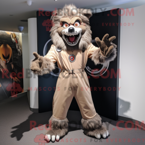 Tan varulv maskot kostume...