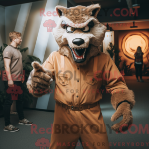 Tan varulv maskot kostume...