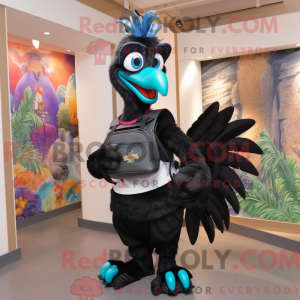 Sort påfugl maskot kostume...