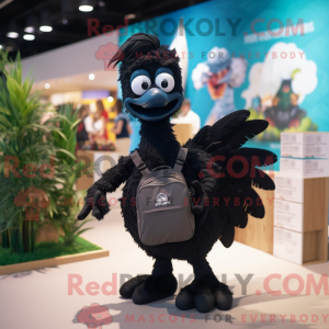 Sort påfugl maskot kostume...