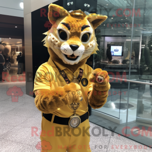 Gold Bobcat mascot costume...